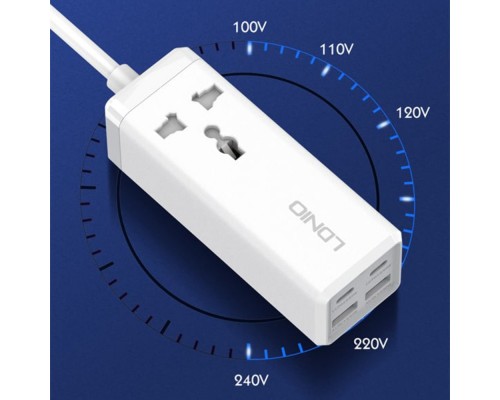 Сетевое зарядное устройство удлинитель Ldnio SC1418 2 USB/ 2 Type-C QC PD 1 розетка 2m белый