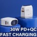 Сетевое зарядное устройство Ldnio A2522C USB/ Type-C QC PD 30W с дисплеем белое + кабель Type-C to Lightning
