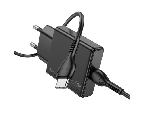 Сетевое зарядное устройство Hoco N37 Type-C PD + кабель Type-C to Type-C черное