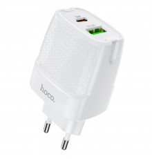 Сетевое зарядное устройство Hoco C85A USB/ Type-C QC PD белое