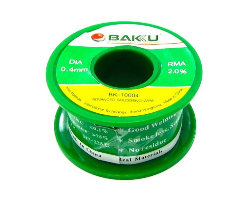 Припой BAKU BK-10004 (0.4 мм, Sn 97%, Ag 0.3%, Cu 0.7%, rma 2%)