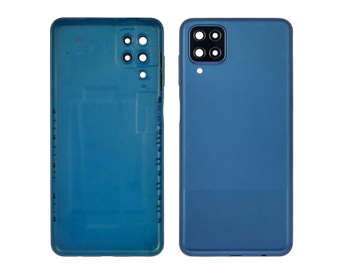 Задняя крышка для Samsung A125 Galaxy A12 (2020) синяя со стеклом камеры