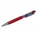 Стилус ёмкостный , с шариковой ручкой, металлический, красный с кристаллами цветов радуги