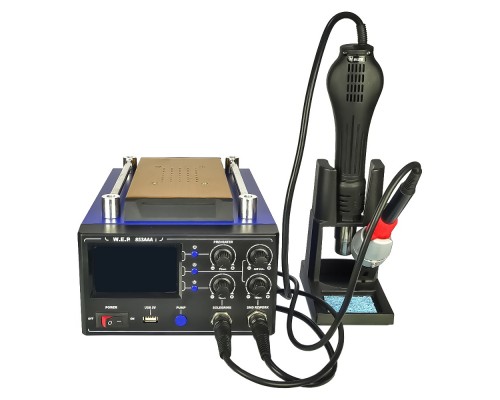 Паяльная станция WEP 853AAA-I, со встроенным вакуумным сепаратором 9" (20 x 11 см), фен, паяльник, USB 5V