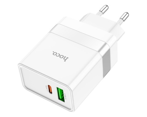 Сетевое зарядное устройство Hoco N21 USB/ Type-C QC PD 30W белое