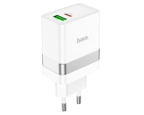 Сетевое зарядное устройство Hoco N21 USB/ Type-C QC PD 30W белое