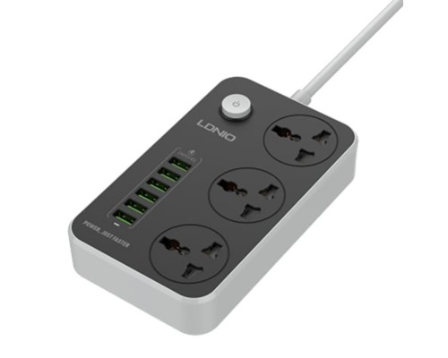 Сетевое зарядное устройство удлинитель Ldnio SC3604 6 USB 3 розетки 2m серо-черный