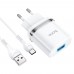 Сетевое зарядное устройство Hoco N1 USB белое + кабель USB to Type-C