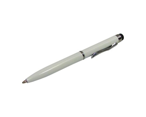 Стилус ёмкостный PS100, с шариковой ручкой, металлический, белый