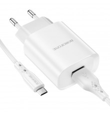 Сетевое зарядное устройство Borofone BN1 USB белое + кабель USB to MicroUSB