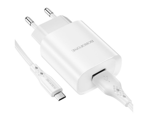 Сетевое зарядное устройство Borofone BN1 USB белое + кабель USB to MicroUSB