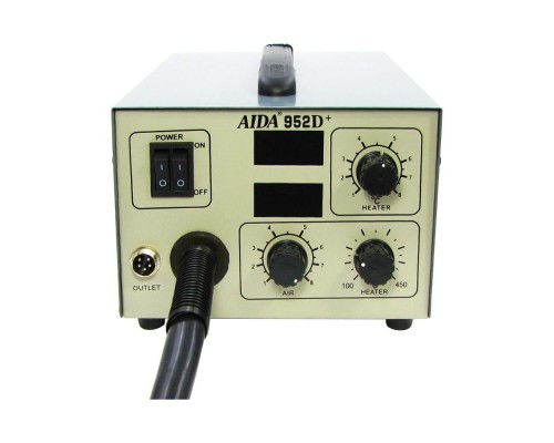 Паяльная станция AIDA 952D+, фен с вентиляторным нагнетателем встроенным в корпус блока управления, паяльник