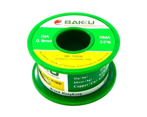 Припой BAKU BK-10006 (0.6 мм, Sn 97%, Ag 0.3%, Cu 0.7%, rma 2%)