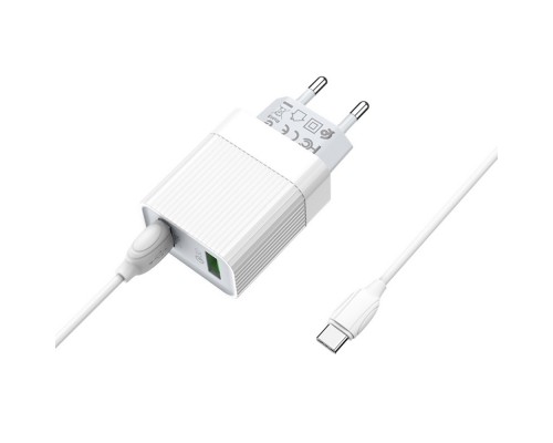 Сетевое зарядное устройство Borofone BA39A 2 USB QC белое + кабель USB to Type-C