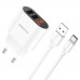 Сетевое зарядное устройство Borofone BA63A 2 USB с дисплеем белое + кабель USB to Type-C