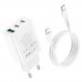 Сетевое зарядное устройство Hoco C99A USB/ 2 Type-C QC PD белое + кабель Type-C to Lightning