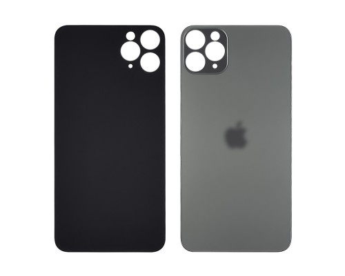 Заднее стекло корпуса для Apple iPhone 11 Pro Max Space Grey (тёмно-серое) (Big hole)