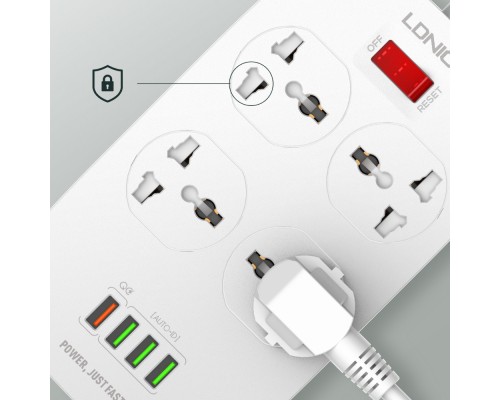 Сетевое зарядное устройство удлинитель Ldnio SC4407 4 USB 4 розетки 2m белый