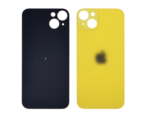 Заднее стекло корпуса для Apple iPhone 14 Plus Yellow (жёлтое) (Big Hole)
