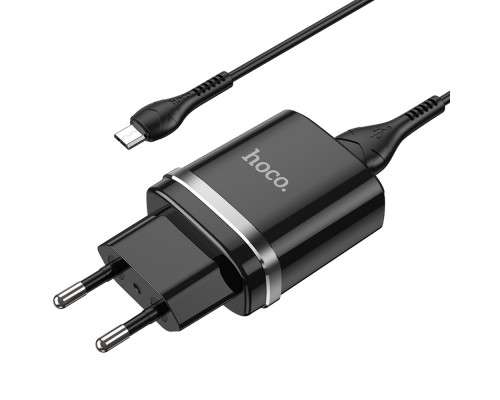 Сетевое зарядное устройство Hoco N1 USB черное + кабель USB to MicroUSB