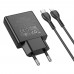 Сетевое зарядное устройство Hoco N38 USB/ Type-C QC PD + кабель Type-C to Lightning черное