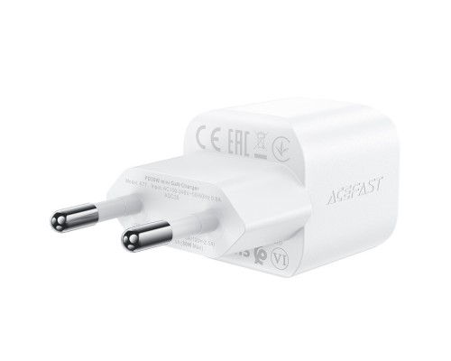 Сетевое зарядное устройство Acefast A77 mini Type-C PD30W GaN белое + кабель Type-C to Type-C