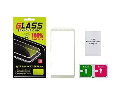 Защитное стекло для Xiaomi Redmi Note 5/ 5 Pro Full Glue (0.25 мм, 2.5D, белое) Люкс