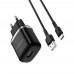 Сетевое зарядное устройство Borofone BA36A USB QC черное + кабель USB to Type-C