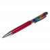 Стилус ёмкостный , с шариковой ручкой, металлический, малиновый с кристаллами цветов радуги
