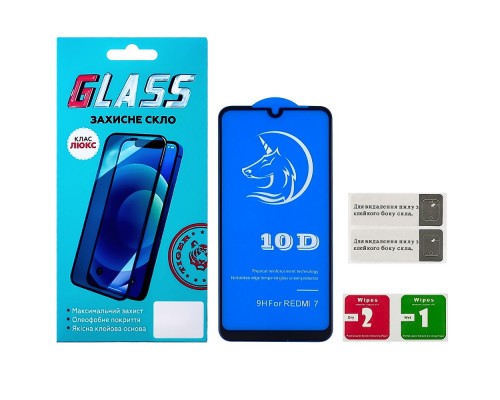 Защитное стекло для Xiaomi Redmi 7 Full Glue Titanium (0.3 мм, чёрное) Люкс