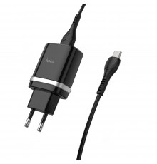Сетевое зарядное устройство Hoco C12Q USB QC черное + кабель USB to MicroUSB