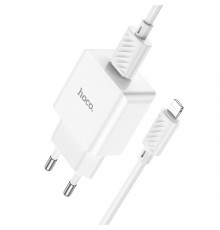Сетевое зарядное устройство Hoco C106A USB белое + кабель USB to Lightning