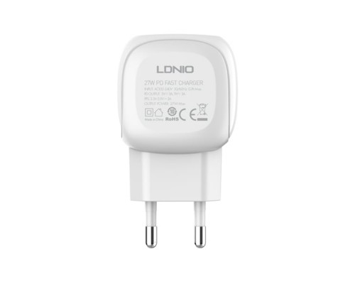 Сетевое зарядное устройство Ldnio A1206C Type-C PD 27W белое + кабель Type-С to Lightning