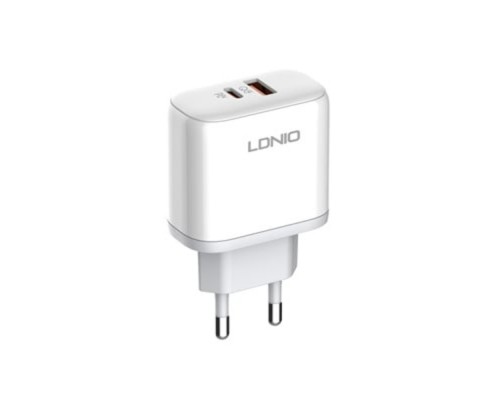 Сетевое зарядное устройство Ldnio A2526C USB/ Type-C QC PD 45W белое + кабель Type-С to Type-С