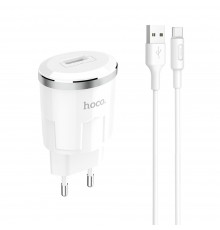 Сетевое зарядное устройство Hoco C37A USB белое + кабель USB to Type-C