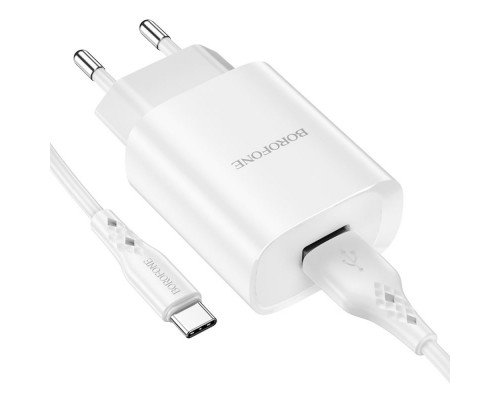 Сетевое зарядное устройство Borofone BN1 USB белое + кабель USB to Type-C