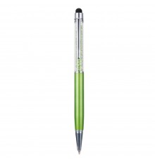 Стилус ёмкостный , с шариковой ручкой, металлический, зелёный с зелёными кристаллами