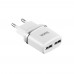Сетевое зарядное устройство Hoco C12 2 USB белое + кабель USB to Lightning