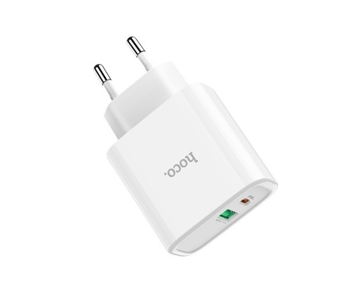 Сетевое зарядное устройство Hoco C57A USB/ Type-C QC PD белое