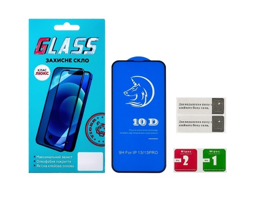 Защитное стекло для Apple iPhone 13/ 13 Pro/ 14 Full Glue Titanium (0.3 мм, чёрное) Люкс