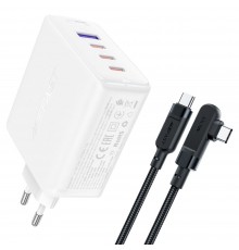 Сетевое зарядное устройство Acefast A37 USB/ 3 Type-C QC PD 100W белое + кабель Type-C to Type-C
