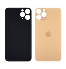 Заднее стекло корпуса для Apple iPhone 11 Pro Gold (золотистое) (Big hole) Original
