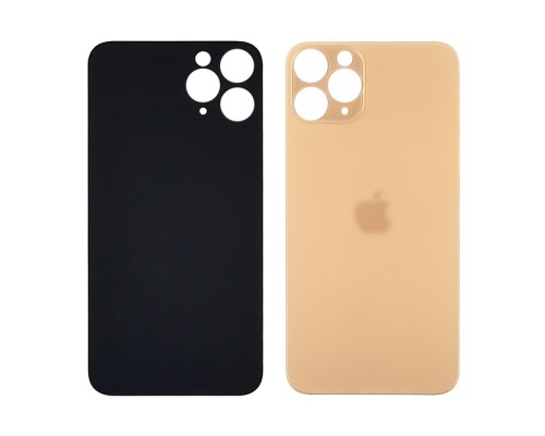 Заднее стекло корпуса для Apple iPhone 11 Pro Gold (золотистое) (Big hole) Original