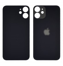 Заднее стекло корпуса для Apple iPhone 12 Mini Black (чёрное) (Big hole)