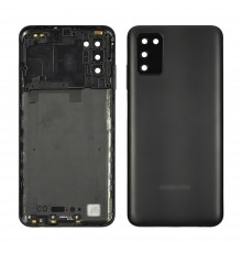 Задняя крышка для Samsung A037 Galaxy A03s со стеклом камеры Black (чёрная)