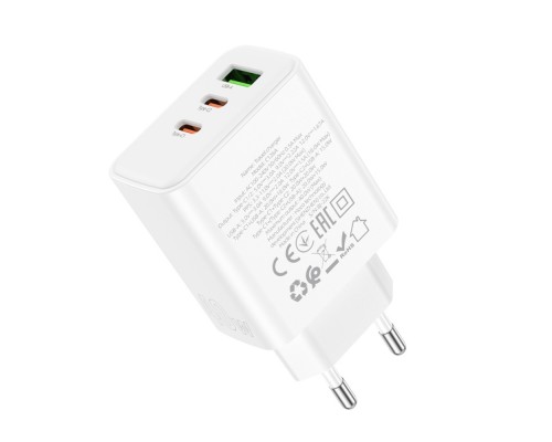 Сетевое зарядное устройство Hoco C126A USB/ 2 Type-C PD 40W белое