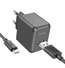 Сетевое зарядное устройство Hoco CS11A USB черное + кабель USB to Type-C
