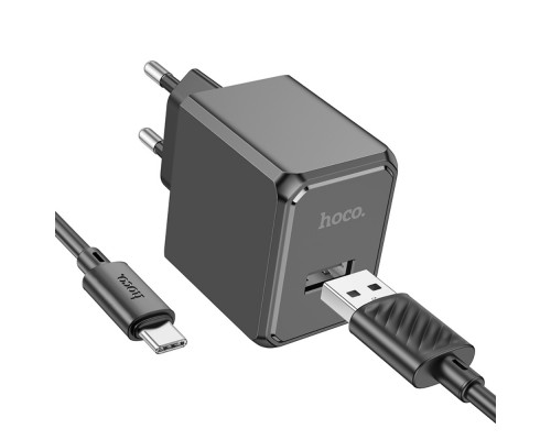 Сетевое зарядное устройство Hoco CS11A USB черное + кабель USB to Type-C