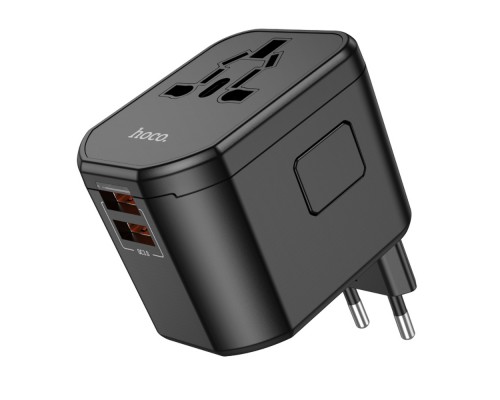Сетевое зарядное устройство Hoco AC15 2 USB/ Type-C черное