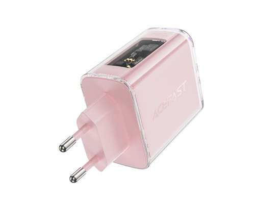 Сетевое зарядное устройство Acefast A45 USB/ 2 Type-C QC PD PD65W GaN розовое